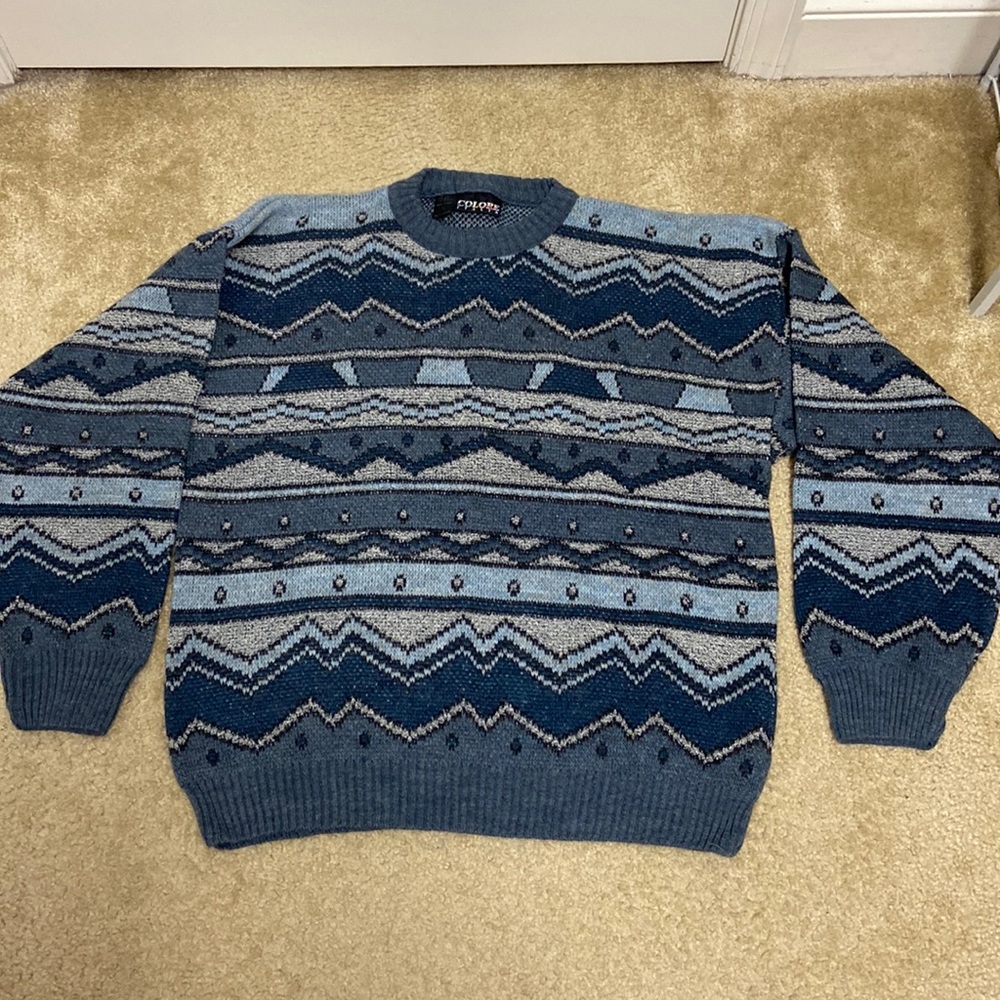 Vintage St. John's Bay Blue Patterned Sweater